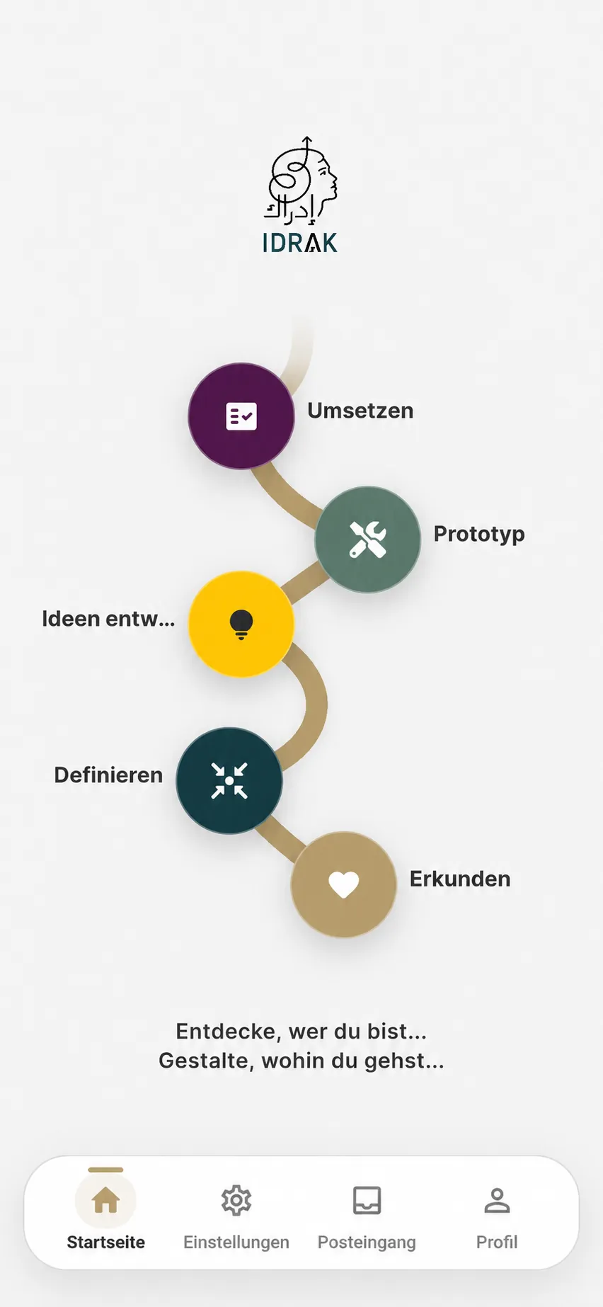Startbildschirm der IDRAK Journey App